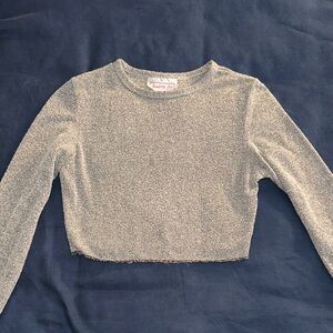 Fun Silver Long Sleeve Crop Top